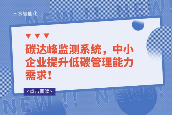 碳达峰监测系统，中小企业提升低碳管理能力需求！